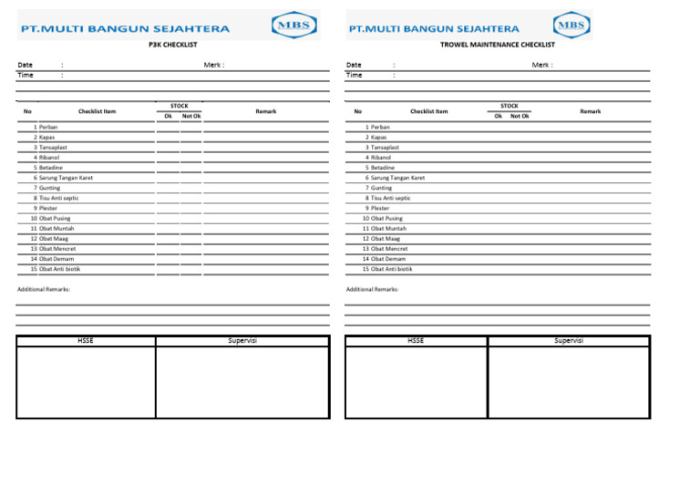 Check List P3K | PDF