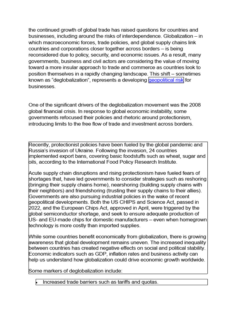 Deglobalization Pdf Cost Of Living Globalization