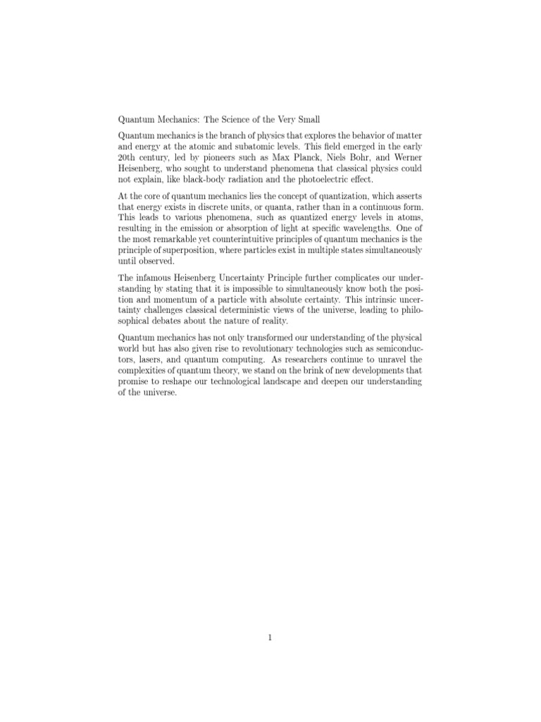 Quantum mechanics the science of the very small pdf