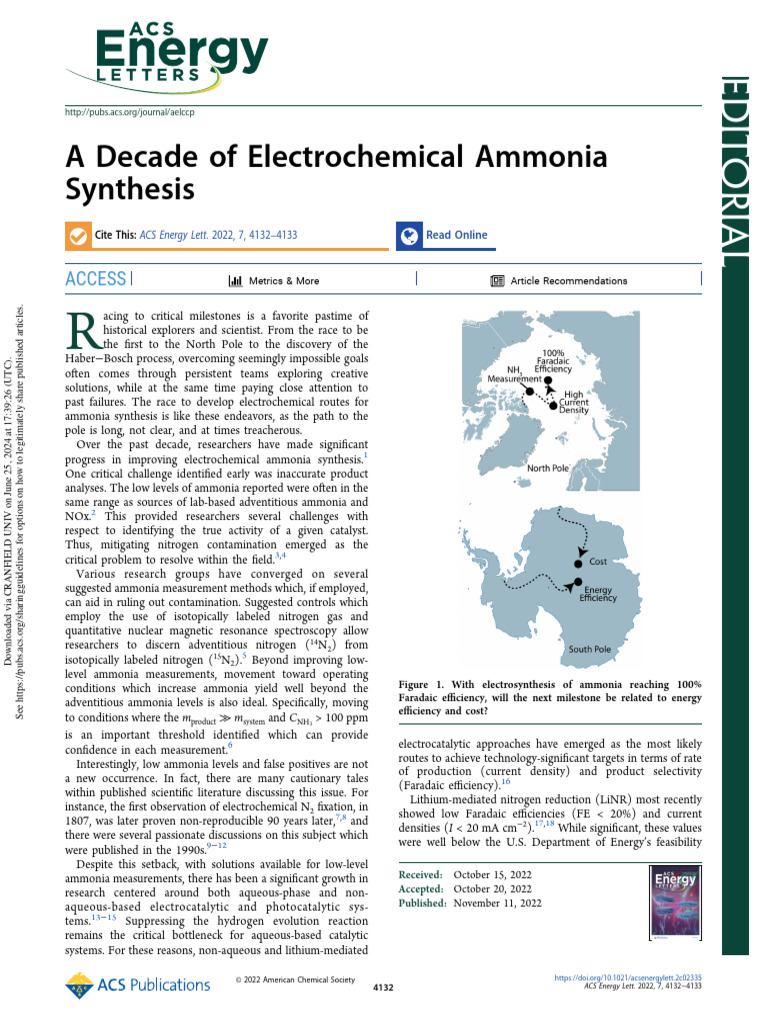 A Decade of Electrochemical Ammonia Synthesis | PDF | Ammonia | Organic ...