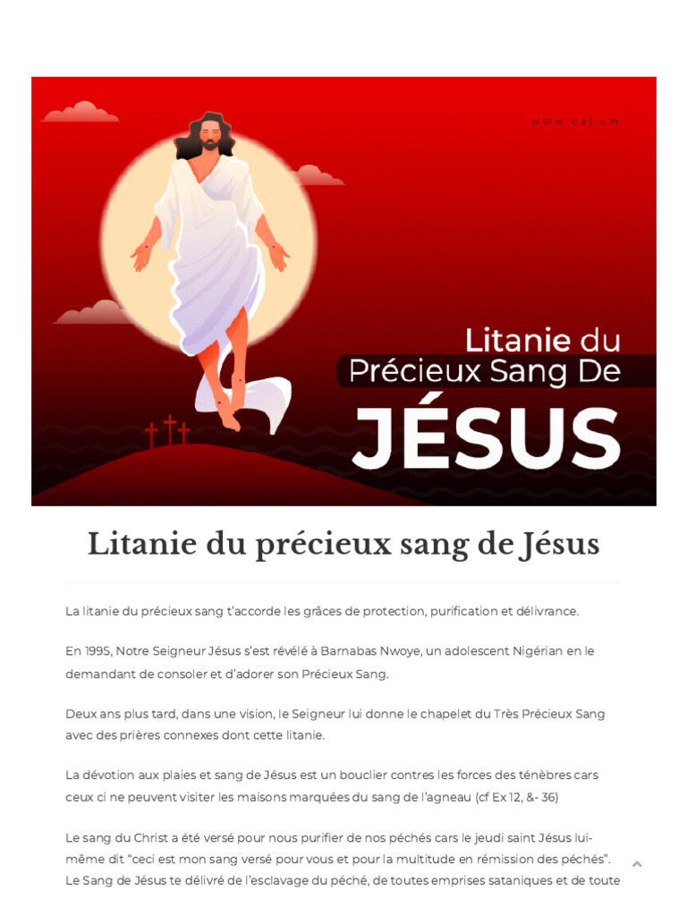 Litanie Du Pr cieux Sang De J sus PDF J sus R demption Th ologie 