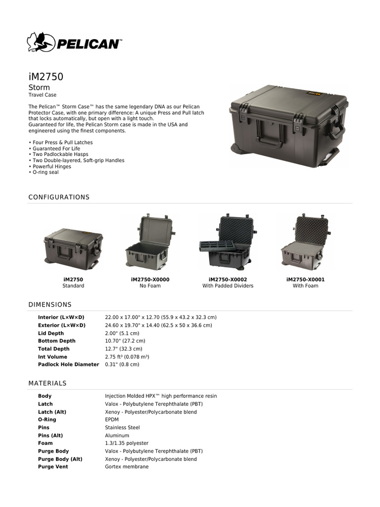 Pelican-iM2750-cases-Travel Case | PDF