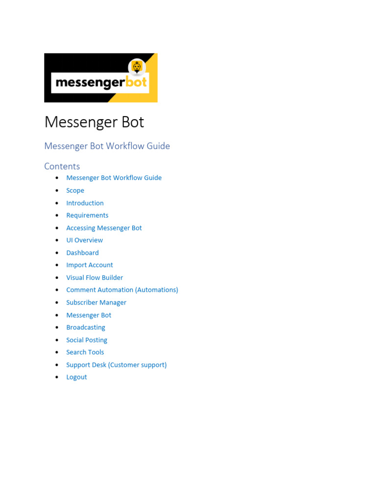 Messenger Bot Documentation Updated 04132021 | PDF | Facebook | Icon ...