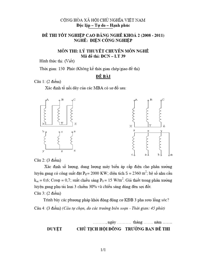De Thi Ly Thuyet Chuyen Mon Nghe 39 | PDF