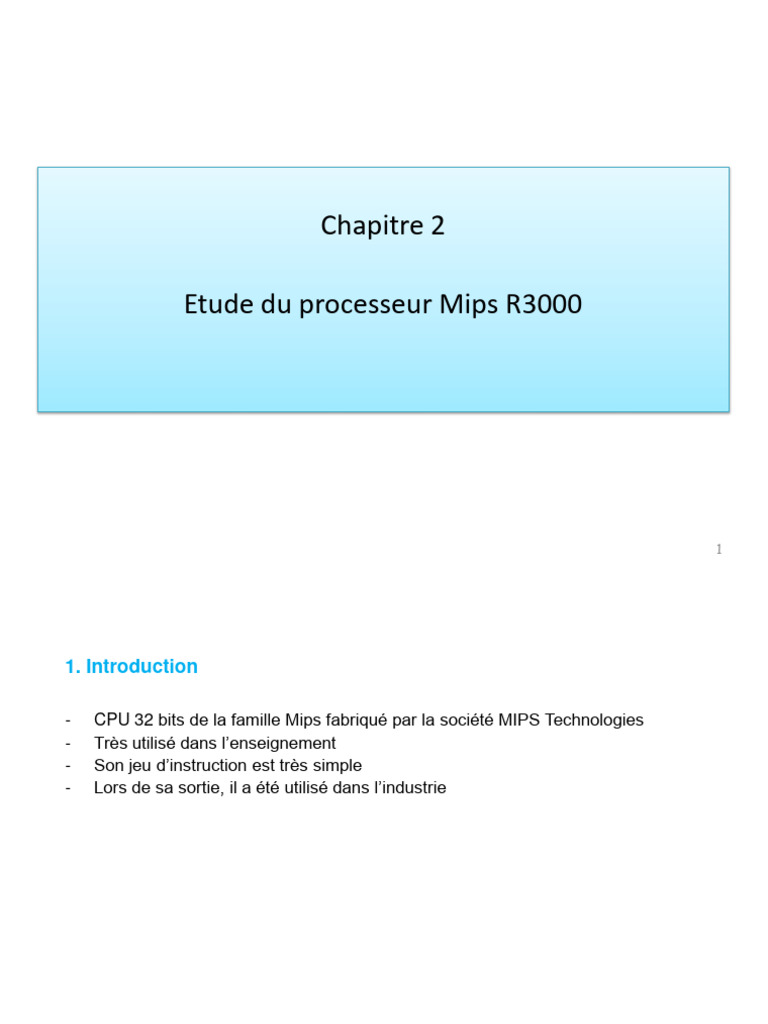 Étude du processeur MIPS R3000 | PDF | Assembleur | Informatique