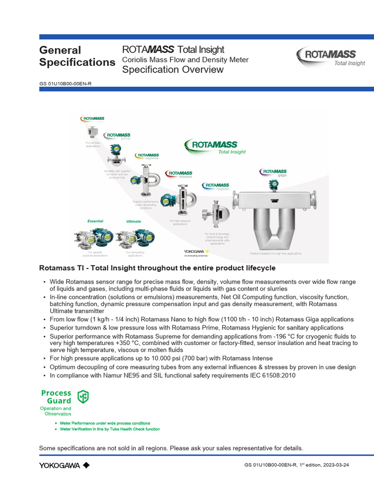 Rotamass Total Insight Specifications | PDF | Viscosity | Fluid Dynamics