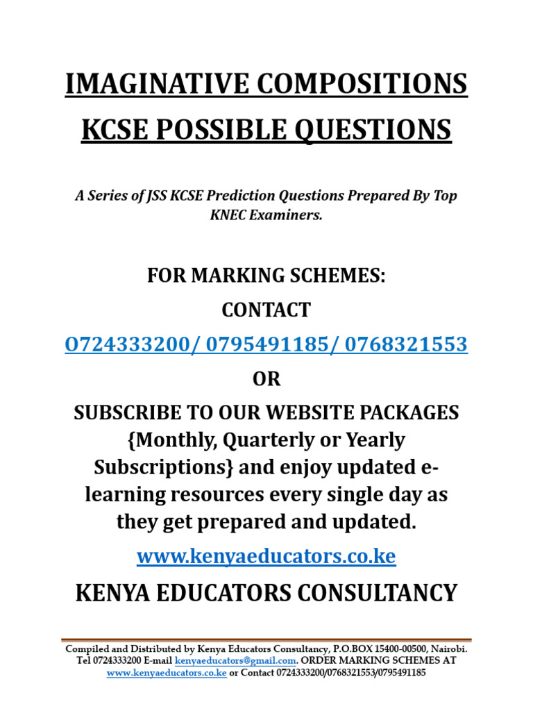 KCSE Imaginative Composition Samples | PDF
