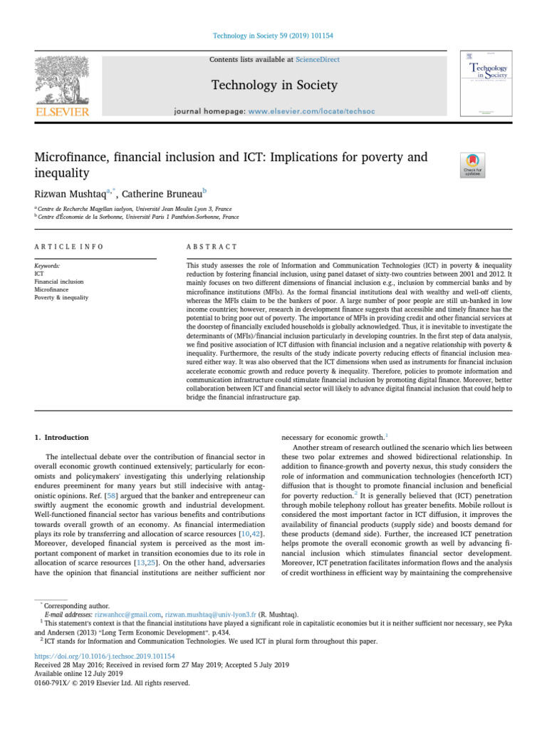 ICT's Role in Financial Inclusion and Poverty | PDF | Microfinance ...