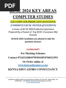 Comp 2024 Kcse Commonly Tested Qns