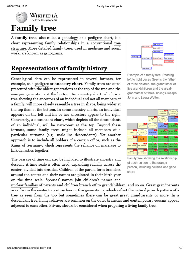 Family Tree Structure and Examples | PDF | Kinship And Descent | Genealogy