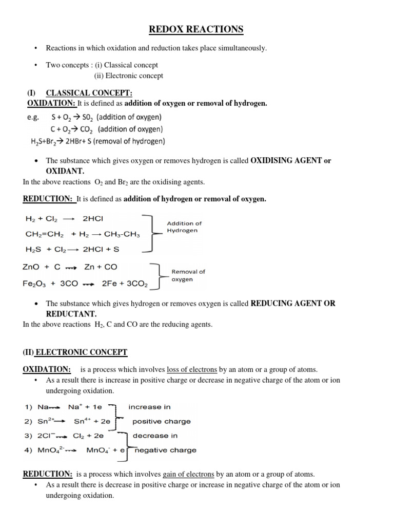 Redox Notes - 033112 | PDF | Redox | Electrochemistry