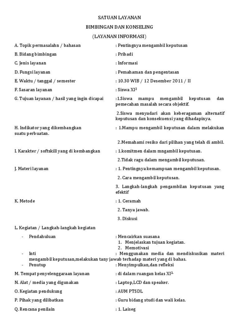 Satuan Layanan Bk Belajar