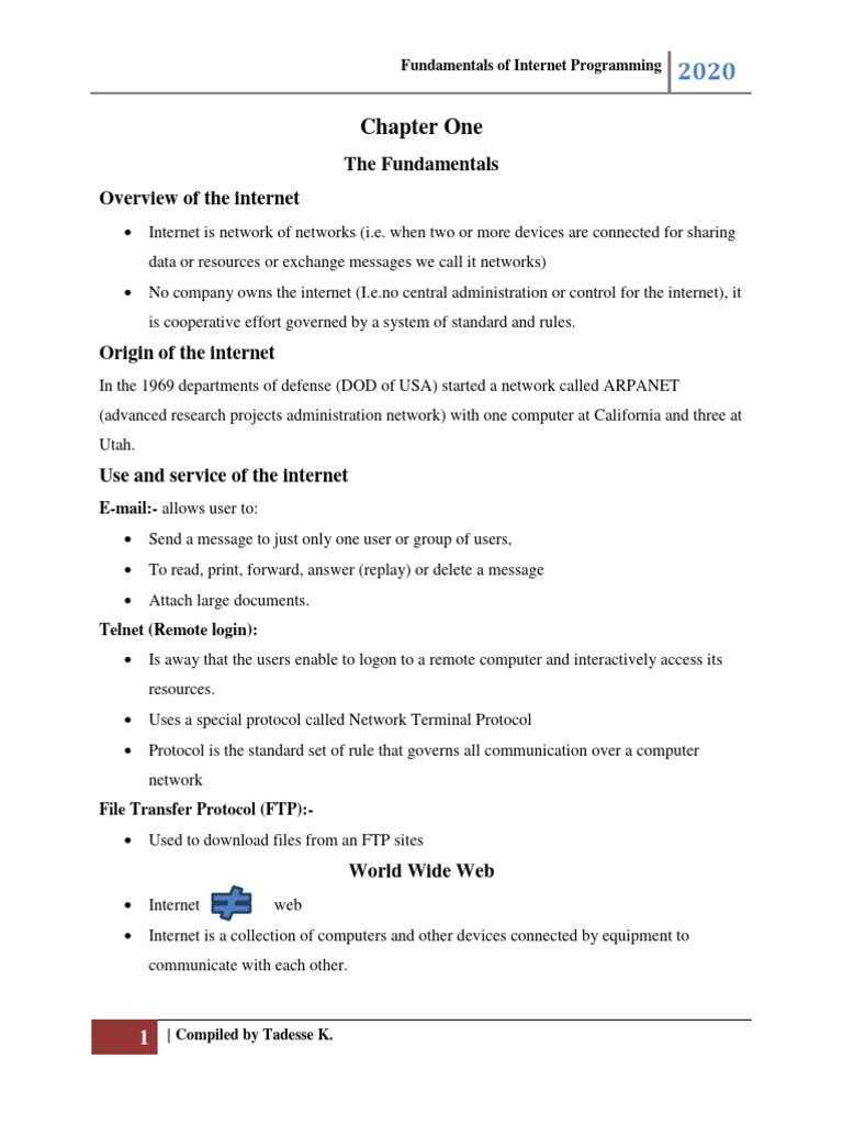Internet Programming Fundamentals 2020 | PDF | World Wide Web ...