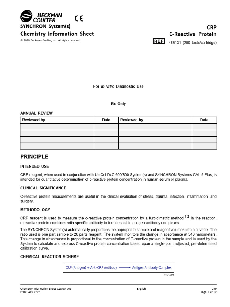 CRP Testing Guidelines and Methodology | PDF | C Reactive Protein ...