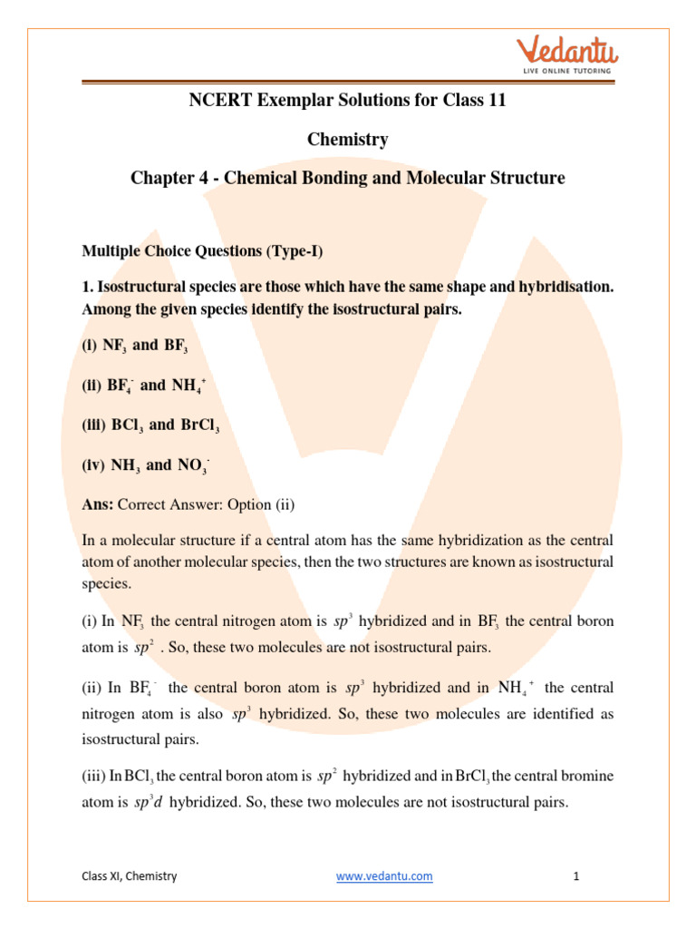 Isostructural Species in Chemical Bonding | PDF | Chemical Bond | Molecules