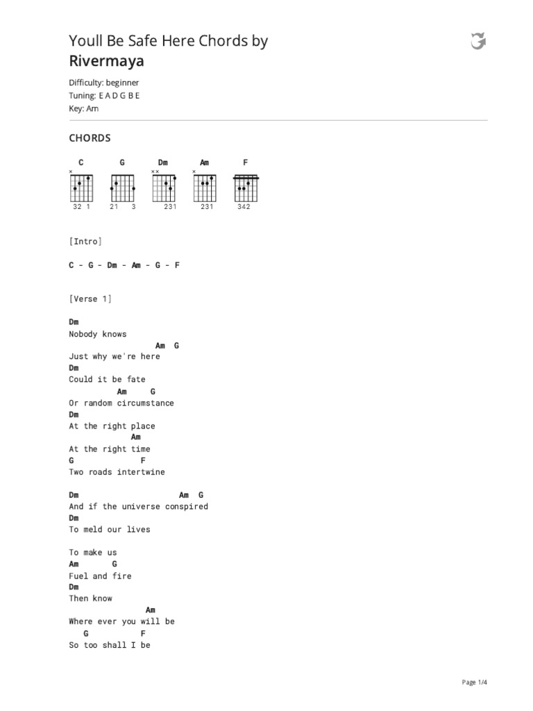 Youll be safe here chords by rivermayatabs at ultimate guitar archive pdf