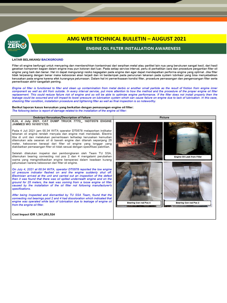 Engine Oil Filter Installation Guidelines | PDF | Motor Oil | Bearing ...