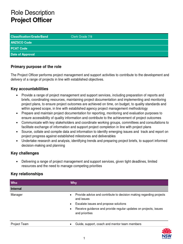 Project Officer Role Description | PDF | Project Management | Communication
