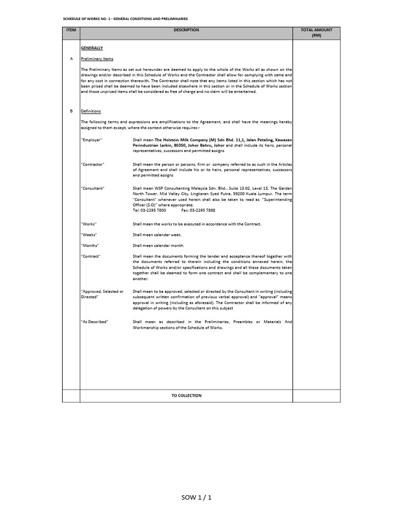 Sow No.1 Preliminaries (Template) | PDF | Taxes | Employment