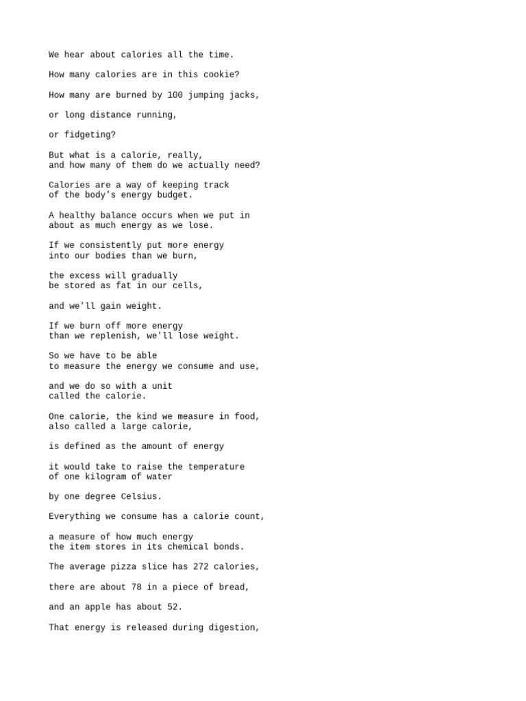 (English) What Is A Calorie - Emma Bryce (DownSub - Com) | PDF | Food ...