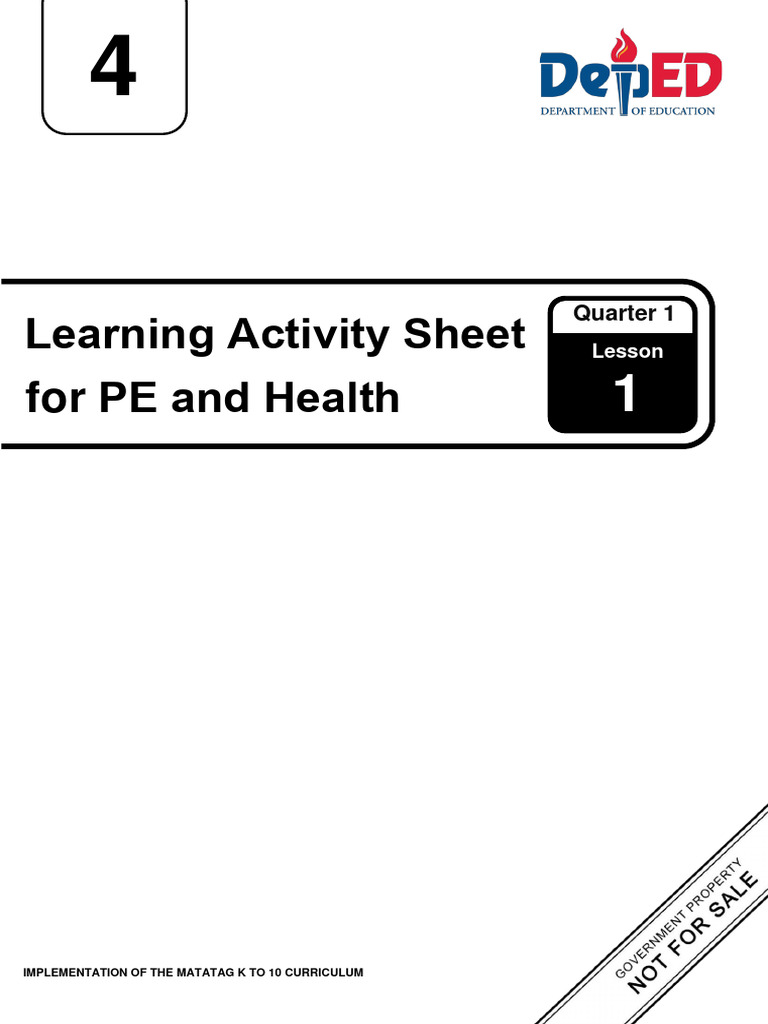 PE and Health Grade 4: Week 1 Activities | PDF | Curriculum