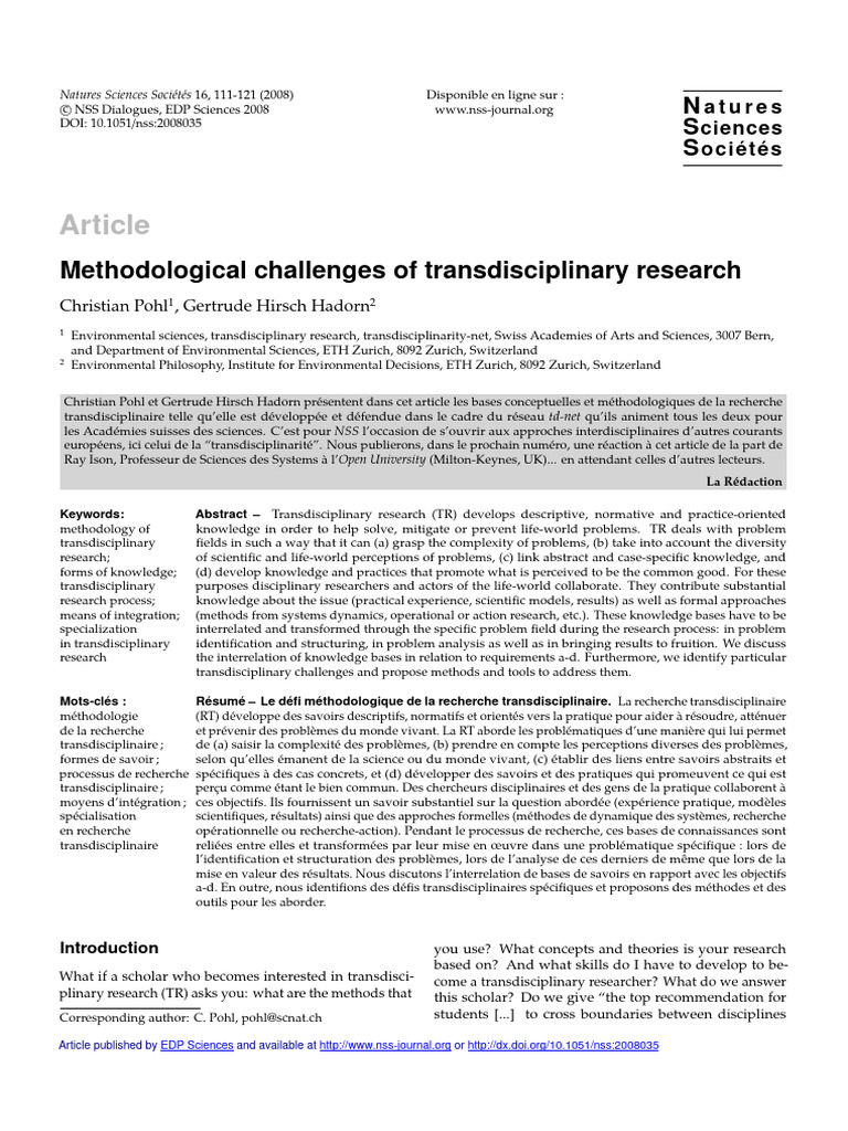Transdisciplinary Research Methodology | PDF | Knowledge | Science
