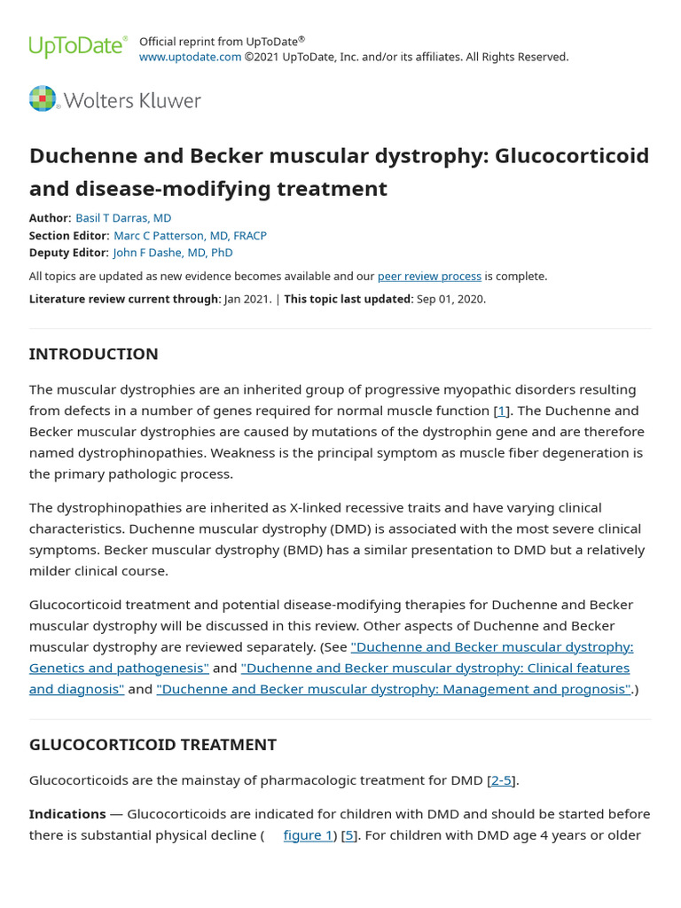 Duchenne and Becker Muscular Dystrophy: Glucocorticoid and Disease ...