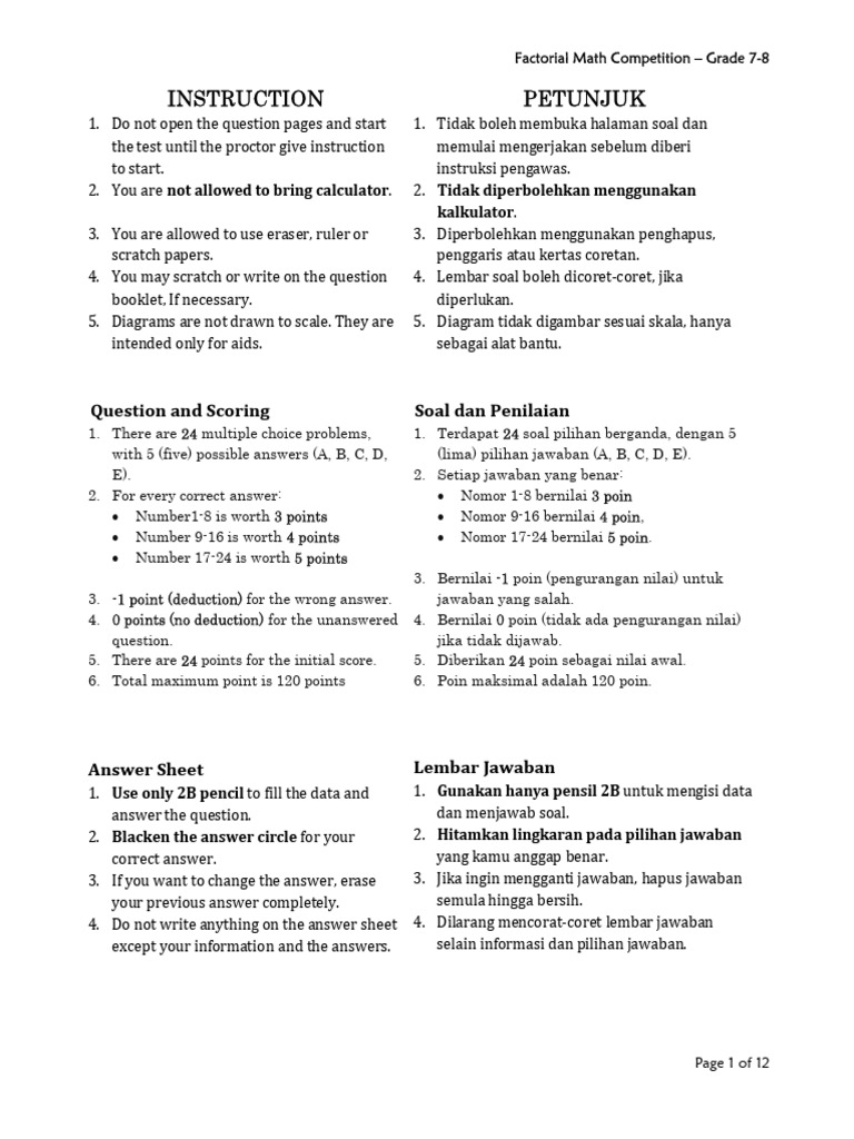 Panduan Kompetisi Matematika Faktorial 2025 | PDF