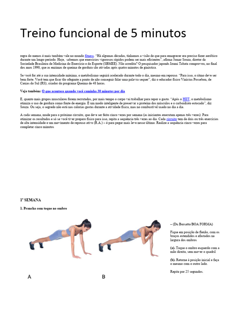 Treino Funcional Rápido de 5 Minutos | PDF | Músculo