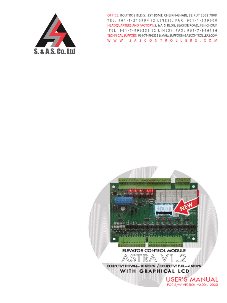 Astra V1 Elevator Control Manual | PDF | Elevator | Computer Engineering