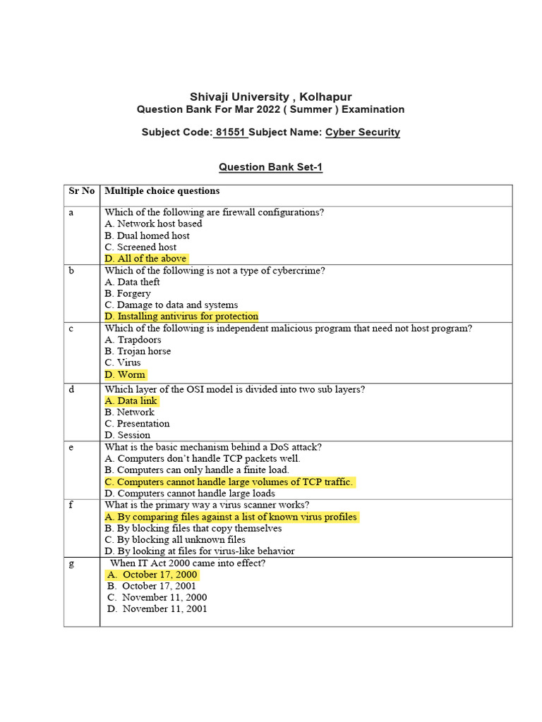 Cs mcq answers pdf security computer security