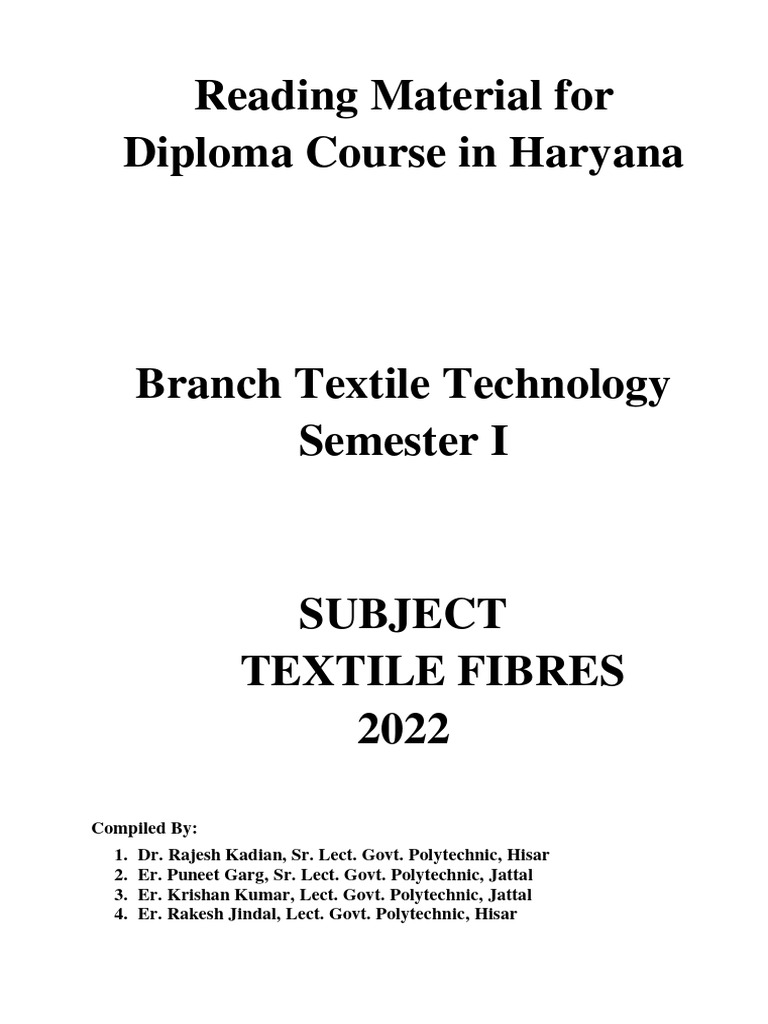 Textile Fibers Ist Sem TT Notes 1 | PDF | Rayon | Fibers