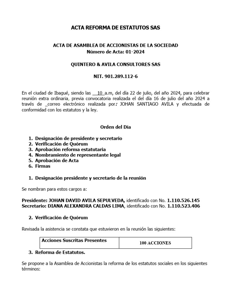 Reforma de Estatutos | PDF | Sociedad