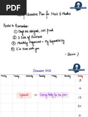 6 Month Calendar (Printable PDF)