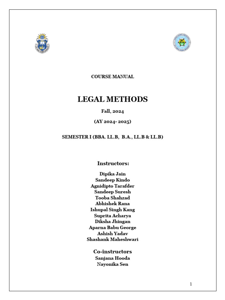 Legal Methods Course Manual 2024 | PDF | Precedent | Statutory ...