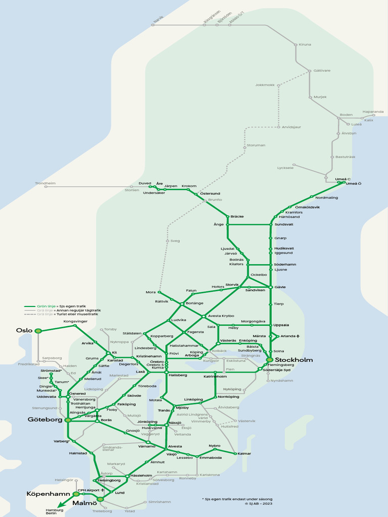 SJ Hela Sverige Karta SJ-trafik 2023 2023-07-31 MD K4 7 | PDF