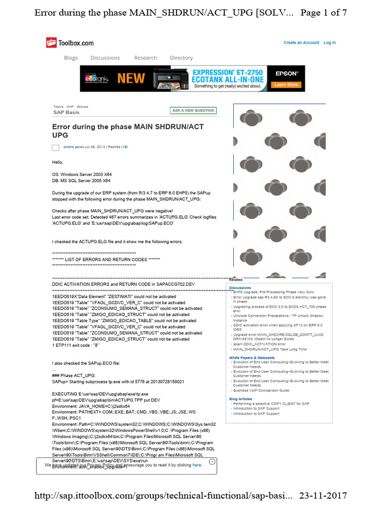 SAP Upgrade Error Resolution Guide | PDF | Customer Relationship ...