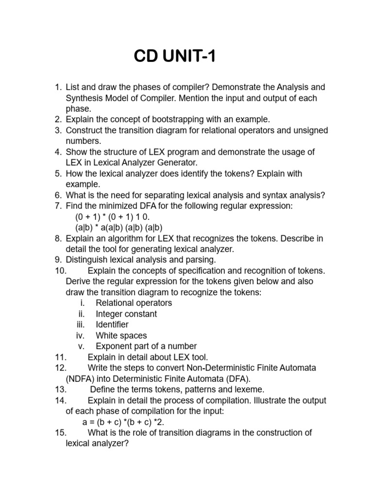 Cd Important Questions Pdf Parsing Formalism Deductive