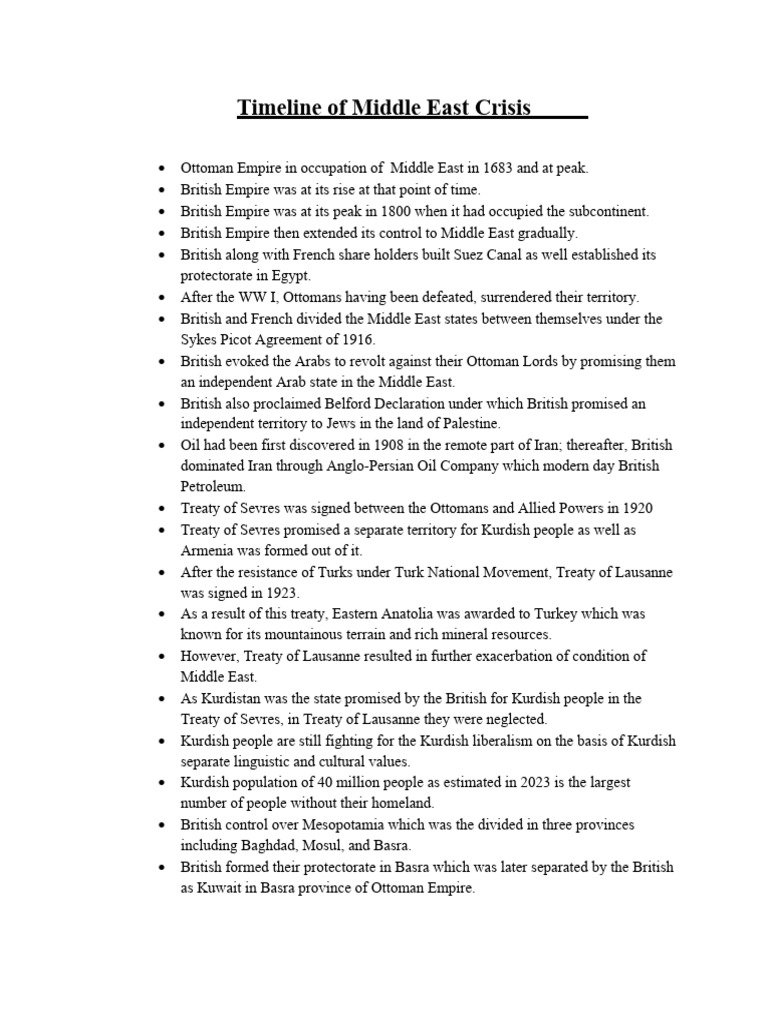 Timeline of Middle East Crisis | PDF | Israel | World Politics