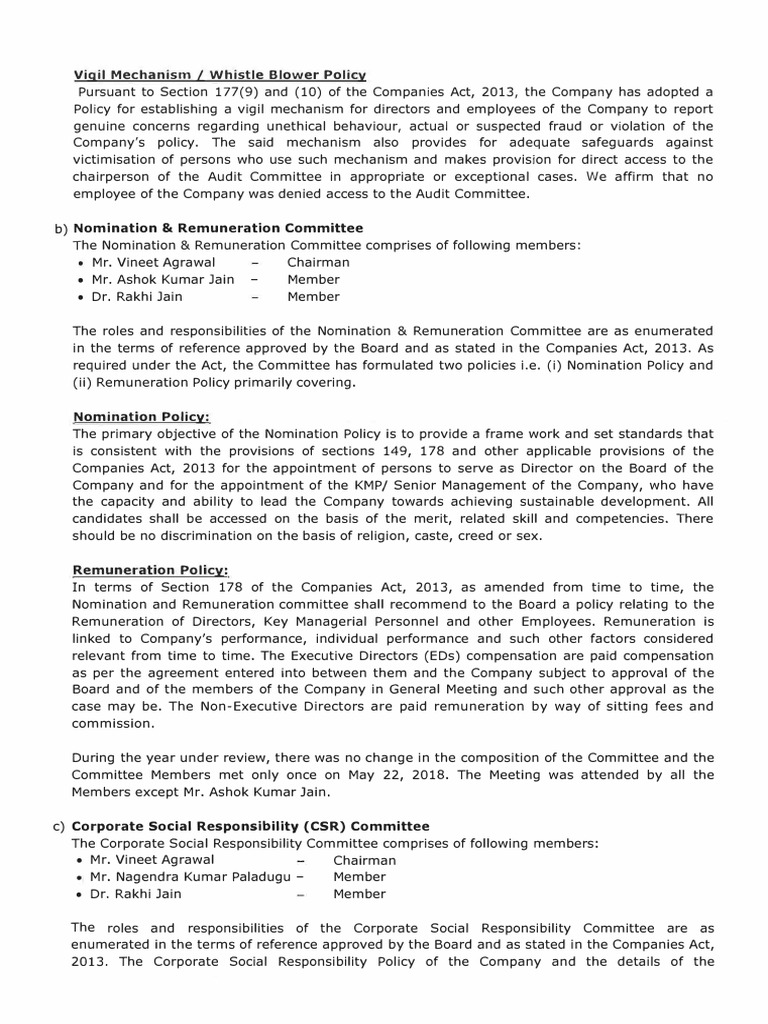 Annual Report 2018 19 Pages 12 | PDF | Corporate Social Responsibility ...