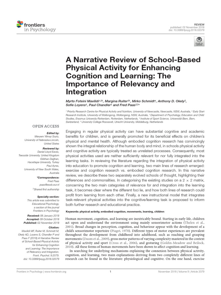 Enhancing Learning Through Physical Activity | PDF | Embodied Cognition ...
