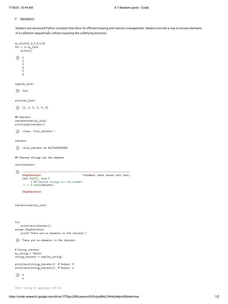 Python Iterators: Efficient Looping Guide | PDF | Computers