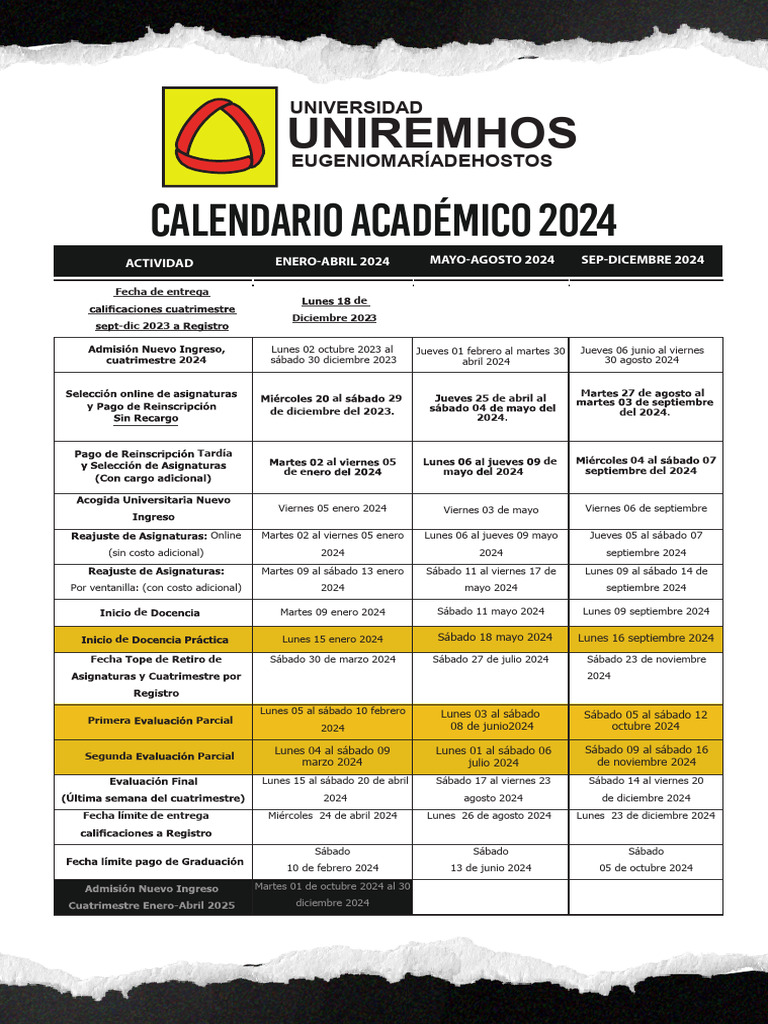 Calendario Academico 2024 Interno 1 | PDF