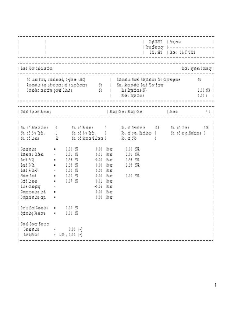Load Flow Calculation Summary | PDF | Transformer | Electric Power ...