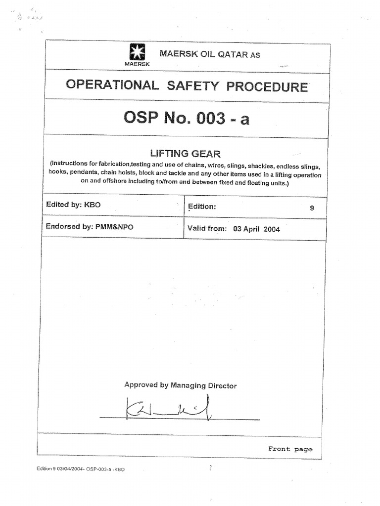 Maersk Standard-OSP No. 003 - A | PDF