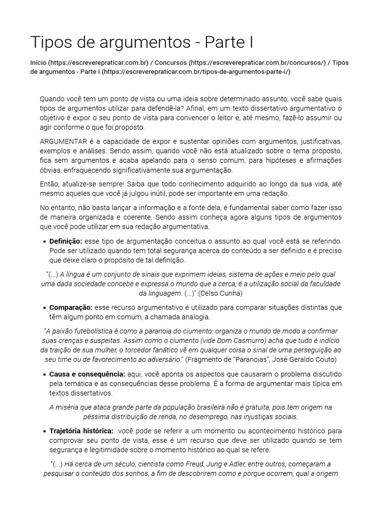 Tipos de Argumentos para Redação - 1 | PDF | Filosofia