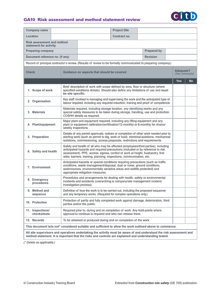 Risk Assessment and Method Statement Guide | PDF | Risk Assessment | Risk