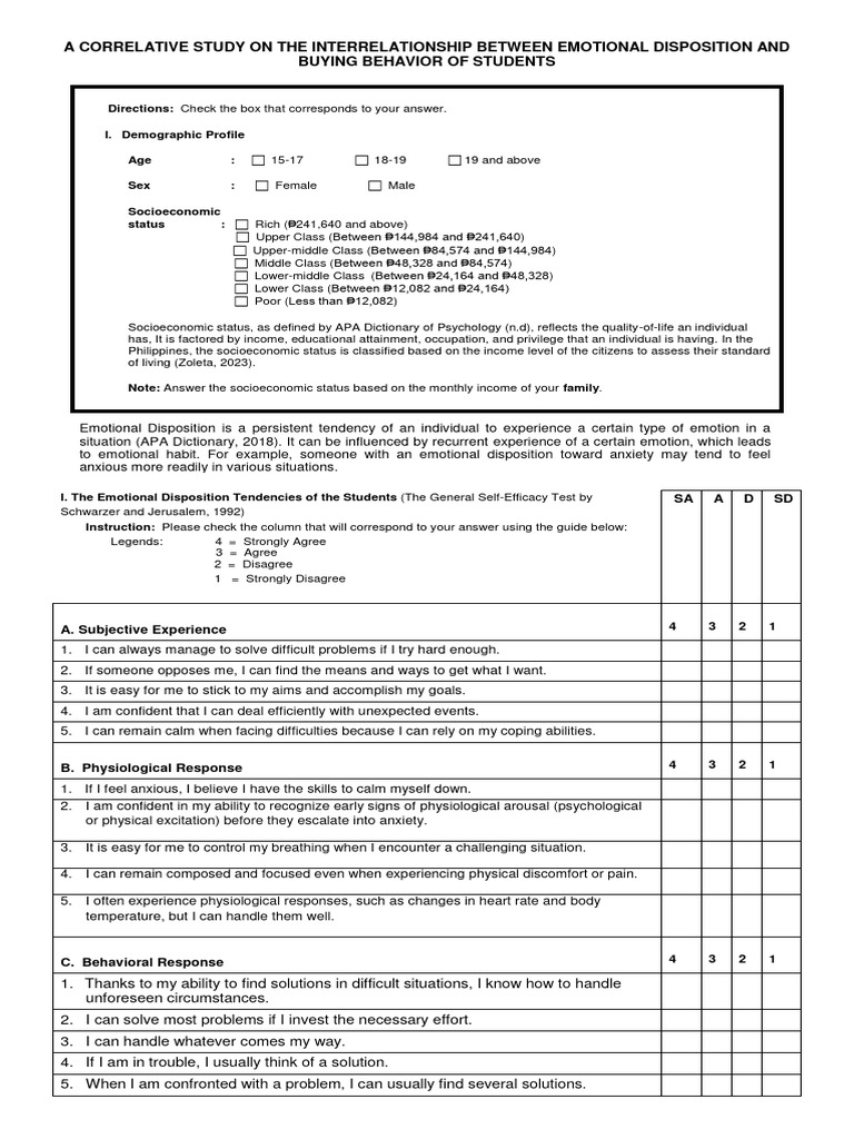 Emotional Disposition and Student Buying Behavior | PDF | Anxiety ...