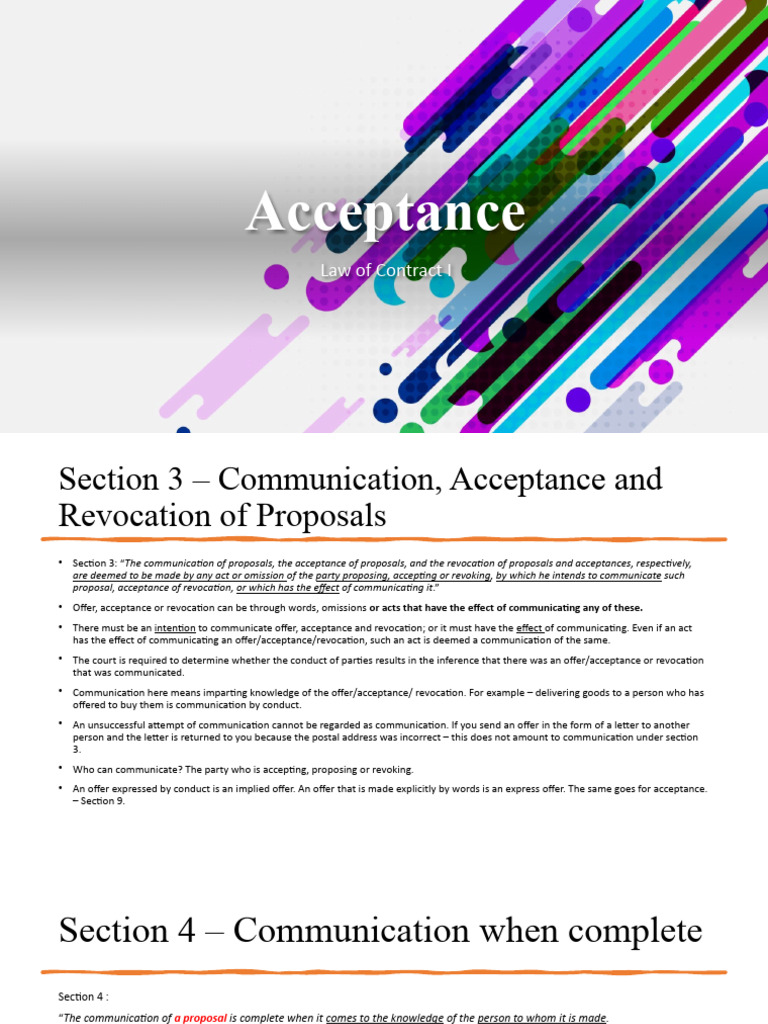 Law of Contracts - Acceptance Feb 2024 | PDF | Offer And Acceptance ...