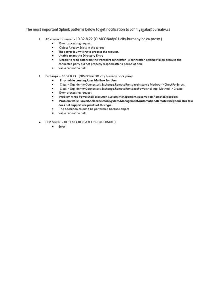 The Most Important Splunk Patterns Below To Get Notification To John ...